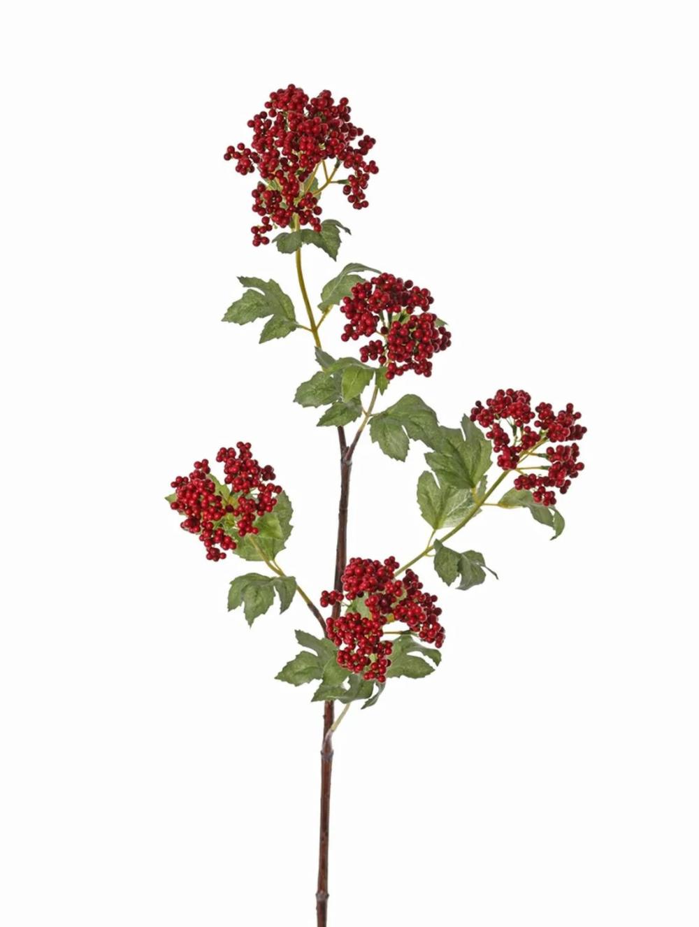 Viburnum opulus | Artificial Snowball Bahula With Fruits, Red, 3Ft/90Cm Artificial Flowers Red