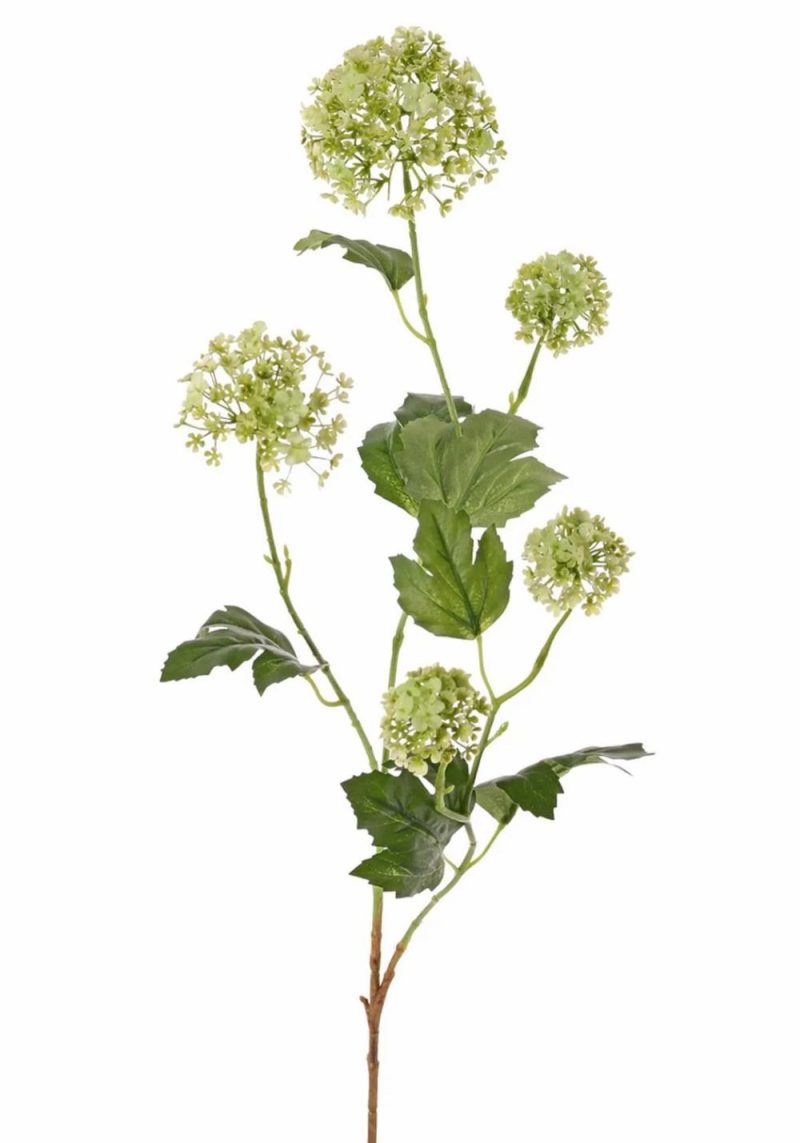 Viburnum opulus | Artificial Snowball Spray Tenshi, Green, 3Ft/90Cm Artificial Flowers Green