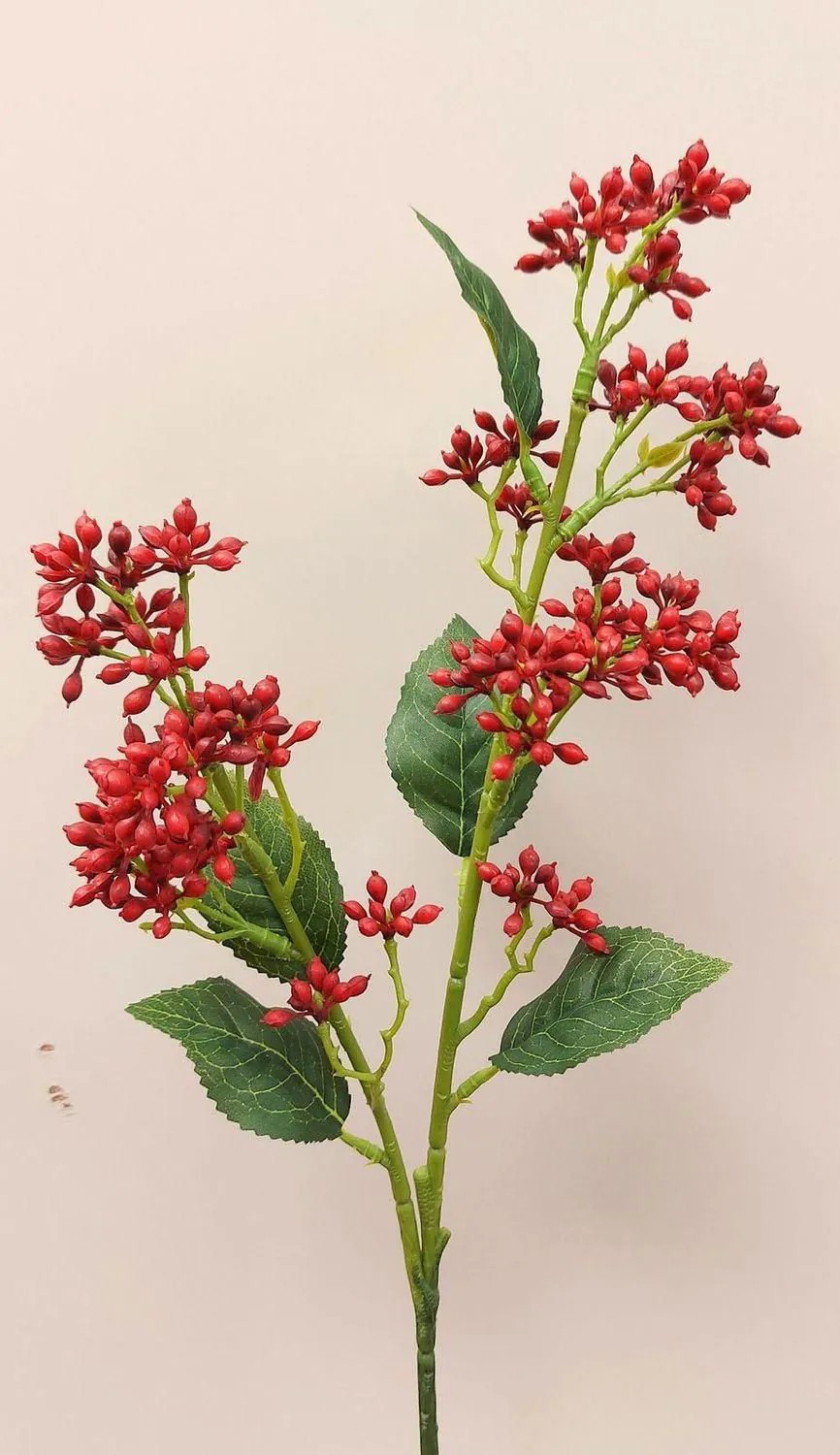 Viburnum opulus | Decorative Snowball Branch Labiba With Buds, Red, 24"/60Cm Artificial Flowers Red