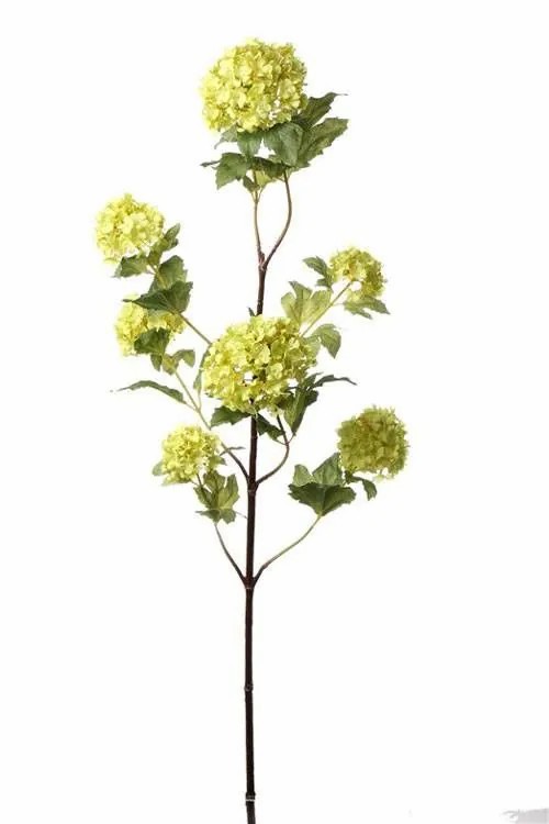 Viburnum opulus | Fake Snowball Spray Pino, Green, 4Ft/110Cm, Ø2"-3.5"/5-9Cm Artificial Flowers Green