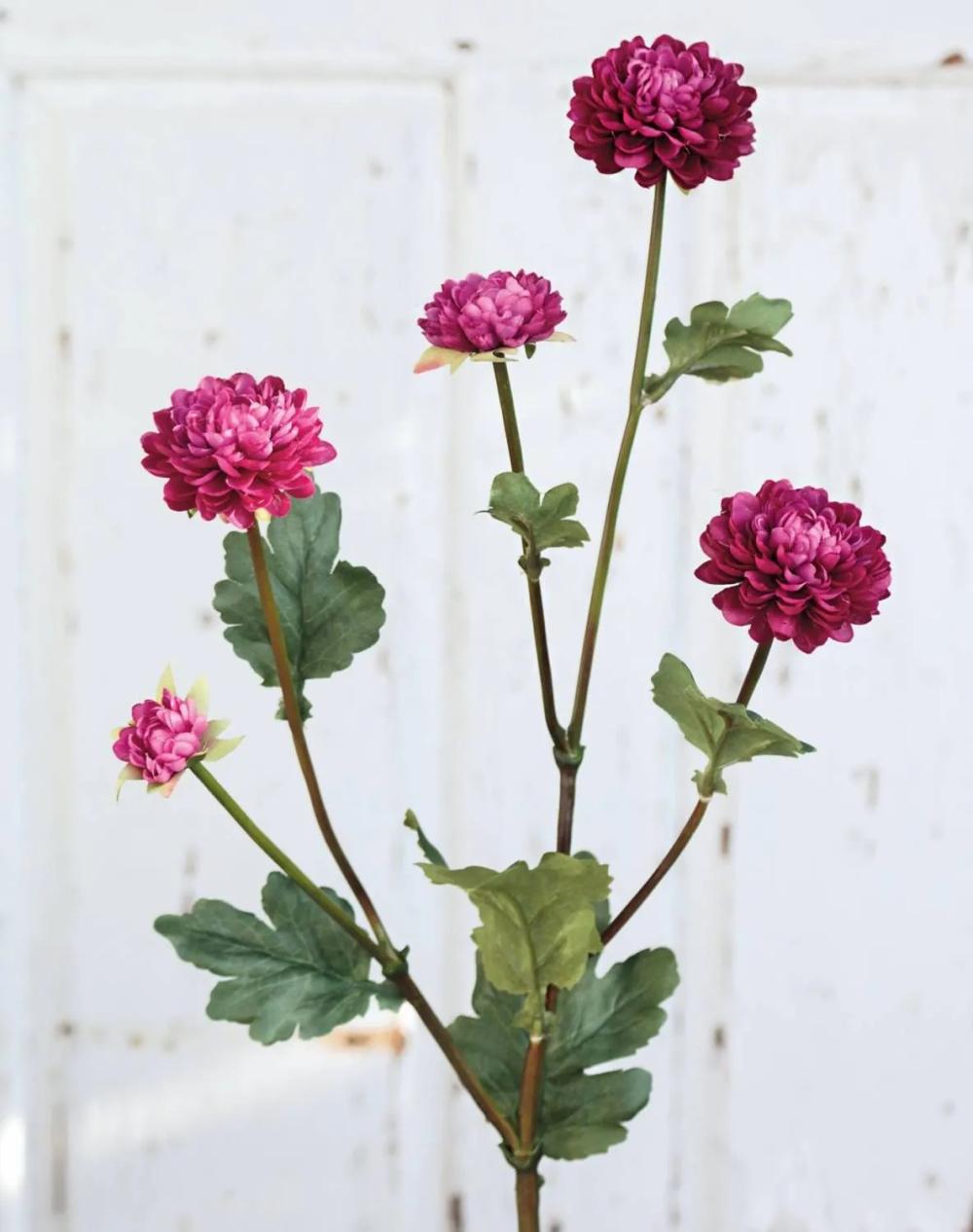 Chrysanthemum | Artificial Chrysanthemum Ryon, Dark Purple, 28"/70Cm, Ø1.2"-2"/3-5Cm Artificial Flowers Chrysanthemum