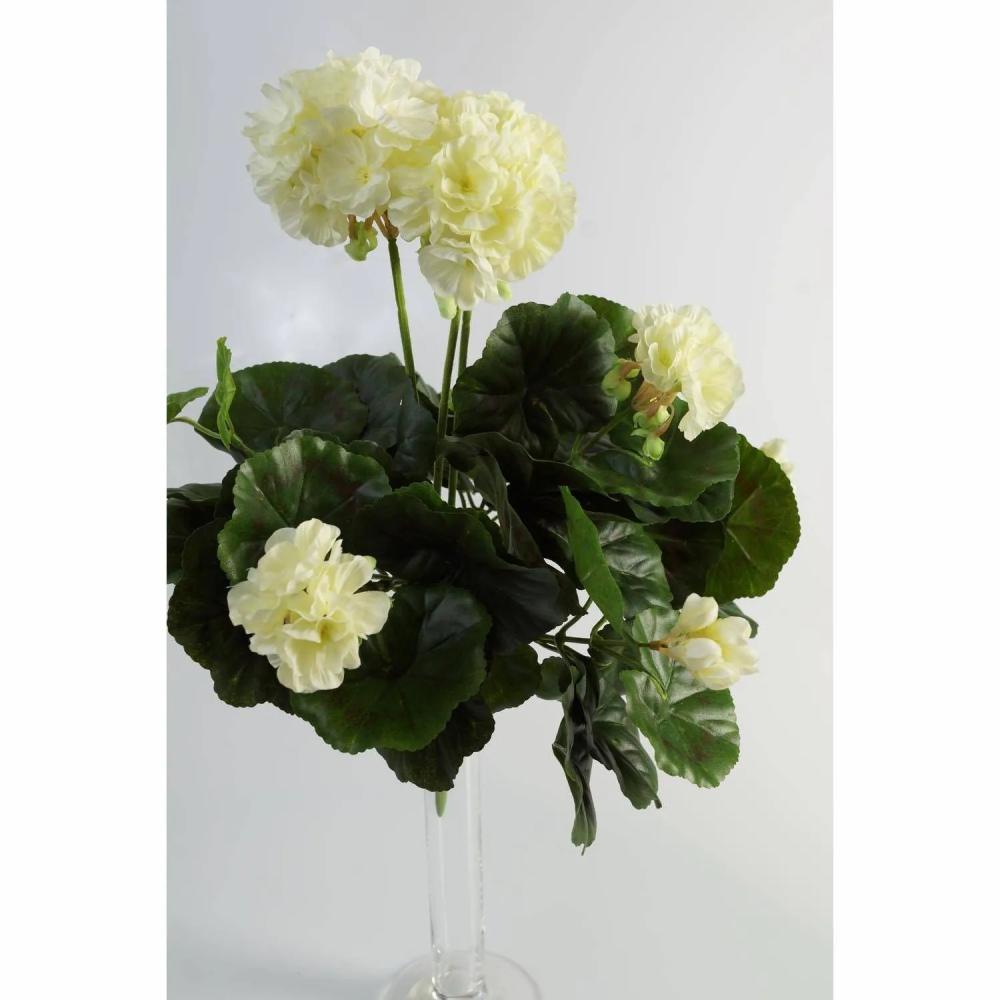 Geranium | Artificial Geranium Mia On Spike, Cream, 14"/35Cm, Ø2.4"-3.5"/6-9Cm Artificial Flowers Geranium