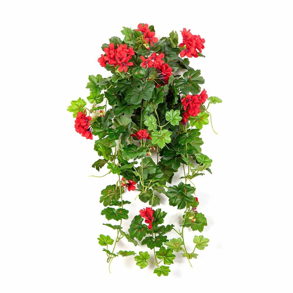 Geranium | Artificial Geranium Kaisa On Spike, Red, 28"/70Cm Artificial Flowers Geranium