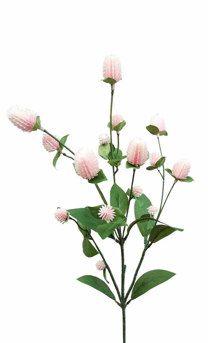 Globe amaranth | Decorative Flower Branch Globe Amaranth Thusnelda, Pink-White, 28"/70Cm Artificial Flowers Globe amaranth