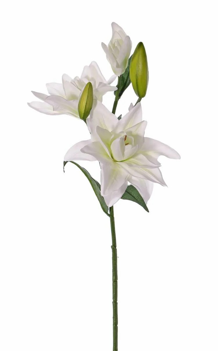 Lilies | Silk Flower Lily Isalie, White-Green, 31"/80Cm, Ø6"/15Cm Artificial Flowers Lilies